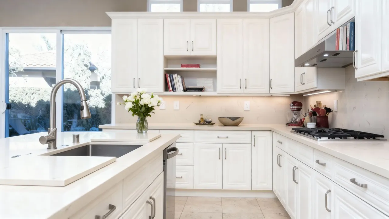 Antique White finish from the Malibu cabinet collection