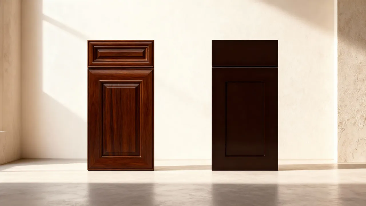 Monterey stained wood shaker cabinet collection with 5/8-inch premium plywood panels